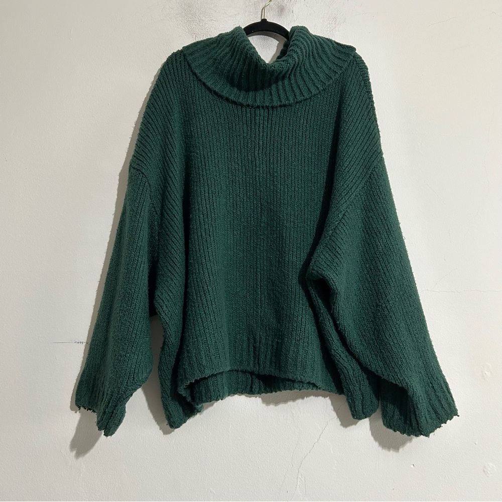 Anthropologie Pilcro Green Ribbed Knit Turtleneck Sweater Plus Size 3X Cozy
